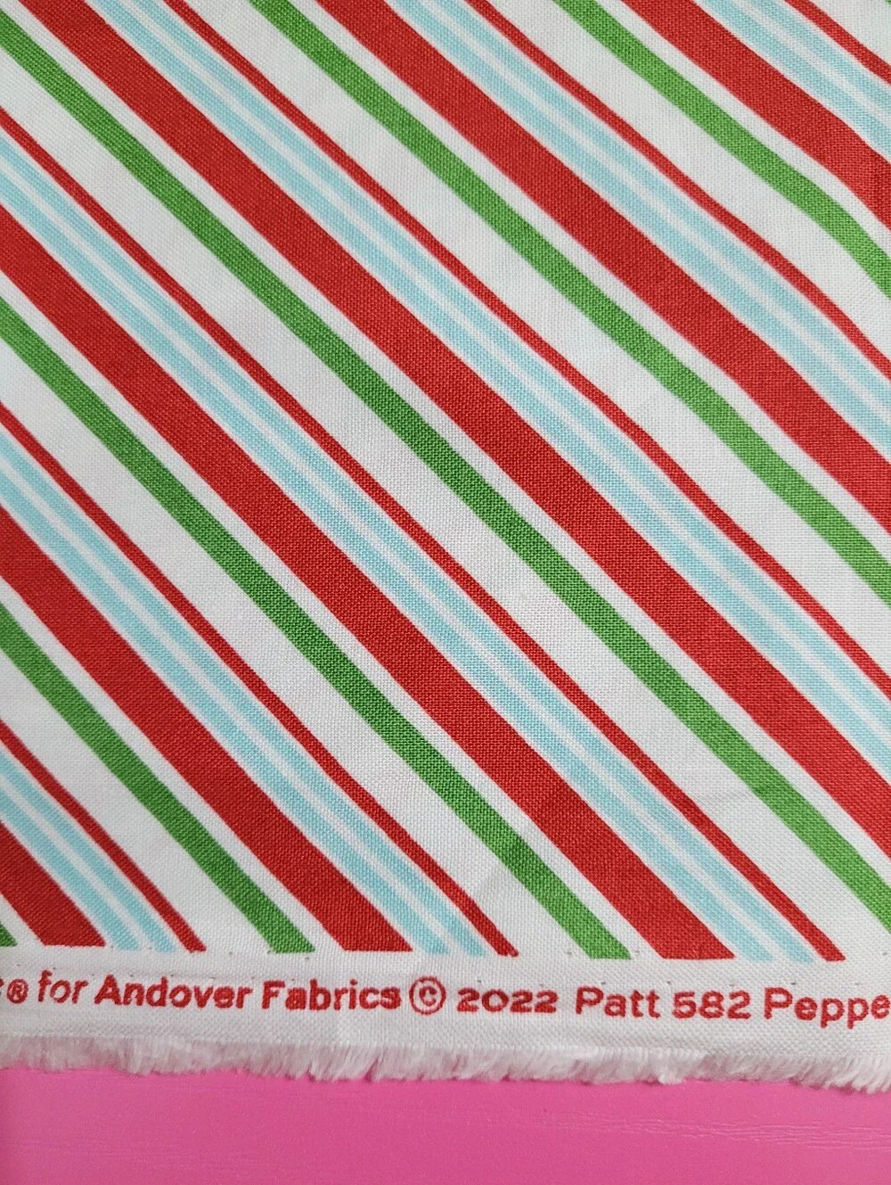 Peppermint Stripe Sewing Fabric Renee Nanneman Andover Fabrics (1019)